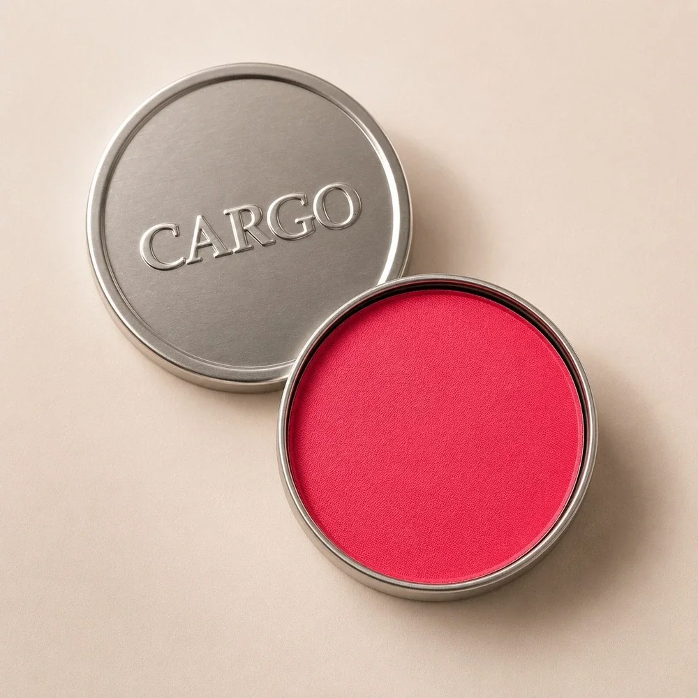 Cargo Cosmetics Powder Blush Key Largo BL-22 Bright Pink Face Makeup Tin 0.31oz